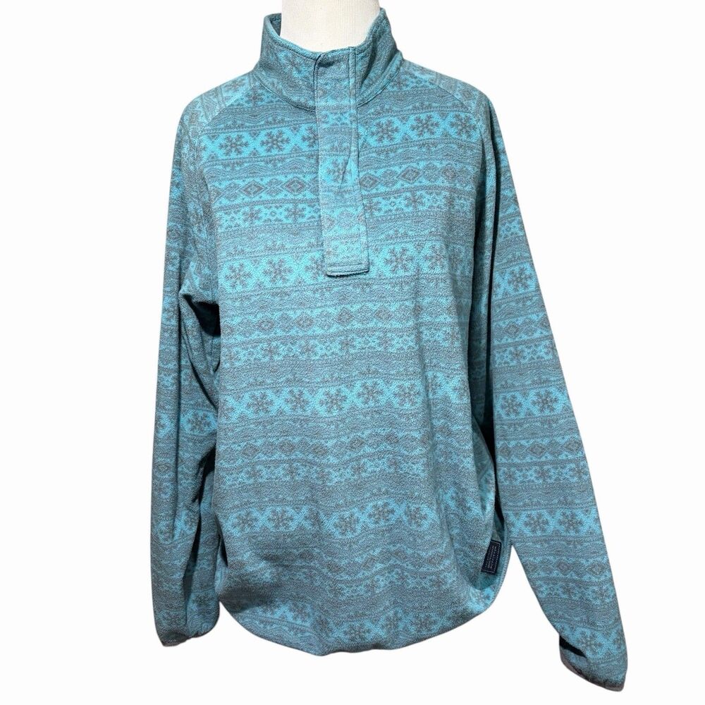 Southern Marsh Southwest Snowflake 1/4 Zip Fleece Sweater Men’s M Blue Western